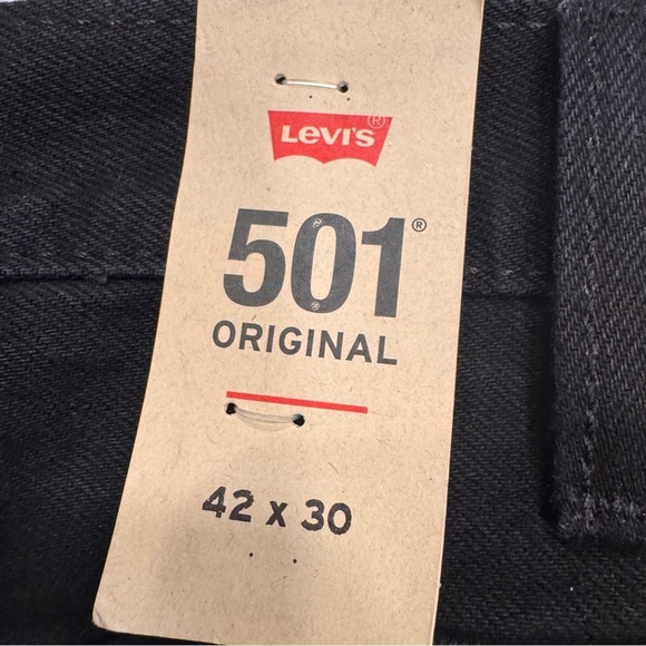 NWT Levi's 501 Men's Button Fly Straight Leg Denim Jeans, Black Sz 42X30 - Picture 4 of 9